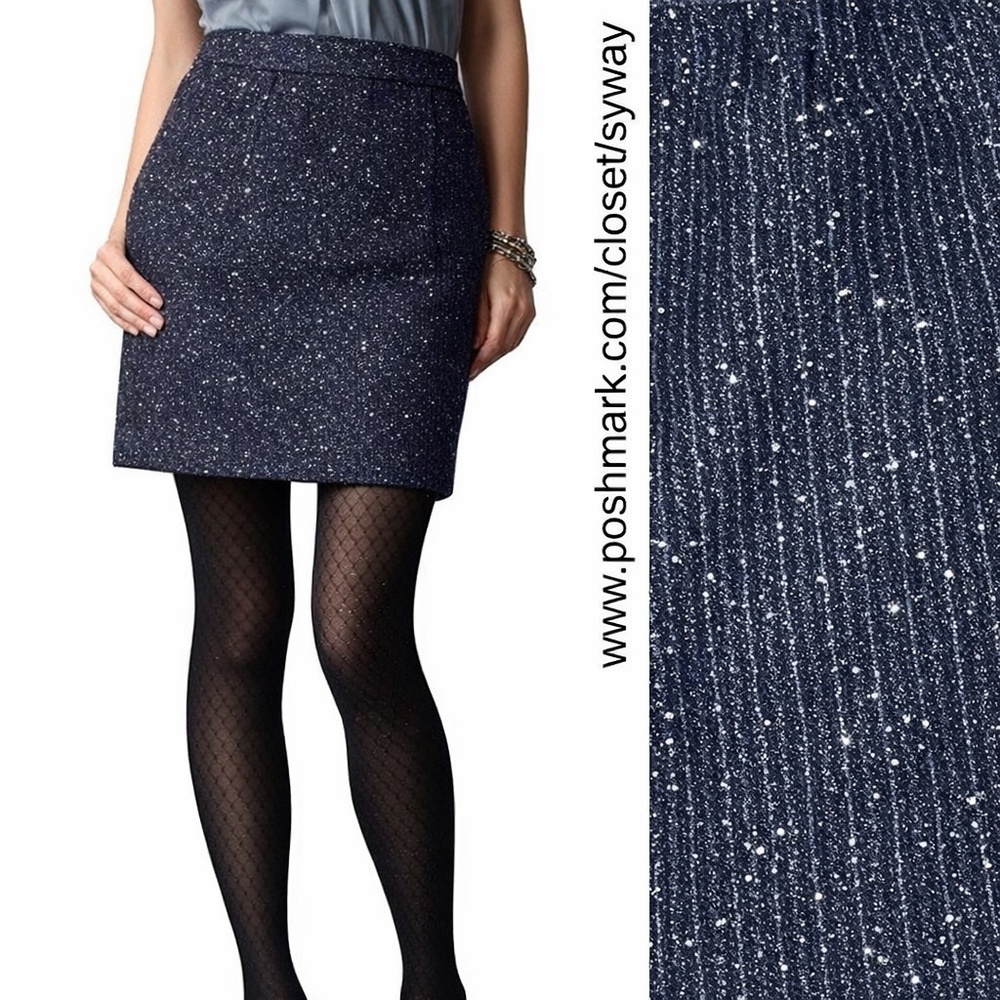 Ann Taylor Loft Navy Metallic Skirt
